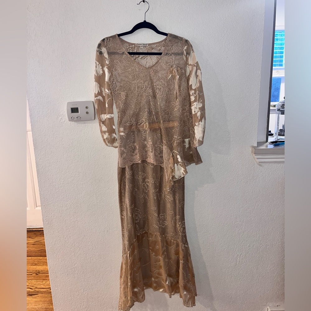 Vintage Spencer Alexis Bohemian silk long skirt and matching top.
